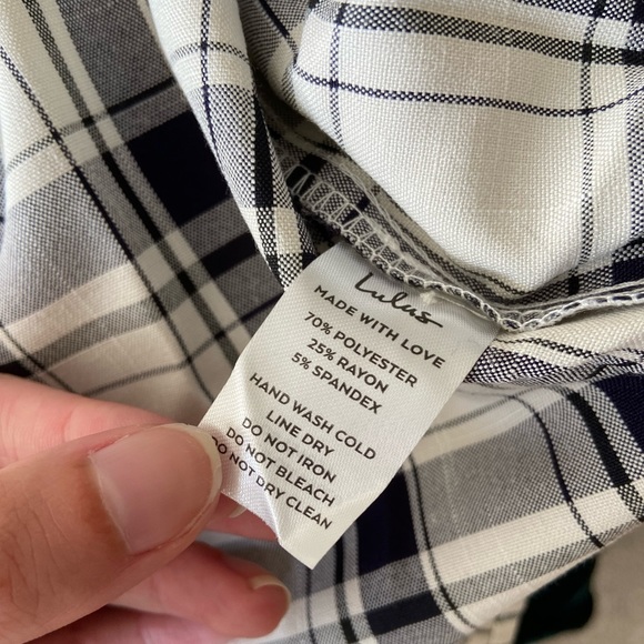 🤍Lulu’s Tad of Plaid Ivory Plaid Balloon Sleeve Mini Dress - Picture 10 of 10